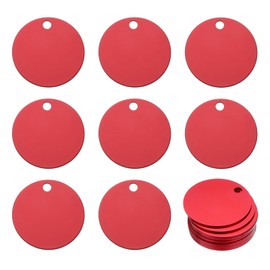 MECCANIXITY 24 Pack Round Aluminum Blank Tags 35mm Engraving Stamping Blanks Metal Blanks Label for DIY Jewelry Stamping Tools, Red