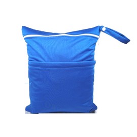 Yurosiay Large Baby Wet Bag, Waterproof Nappy Bag, Wet Bag, Double Zip, Washable Fabric Nappy Bag, Wet and Dry Nappy Bag, Organiser for Baby On the Go 30 x 36 cm, Navy Blue