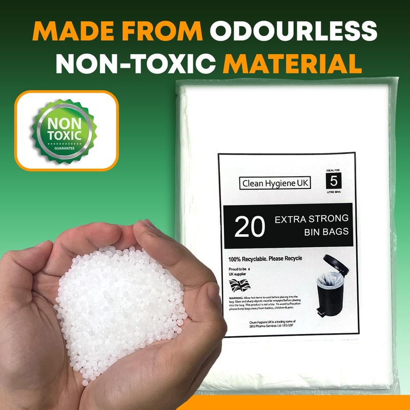 5L Bin Liners Extra Strong Dustbin Waste Bags For Round,