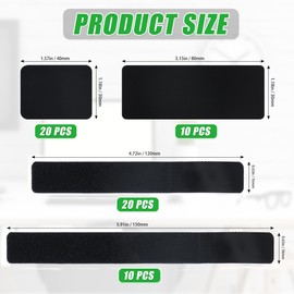 Ucatcher 30 Pair Adjustable Under Desk Cable Management, 2 Size Heavy Duty Hook and Loop Cable Strap Reusable Cable Straps Sticky for Cable Tidy Management (Black)