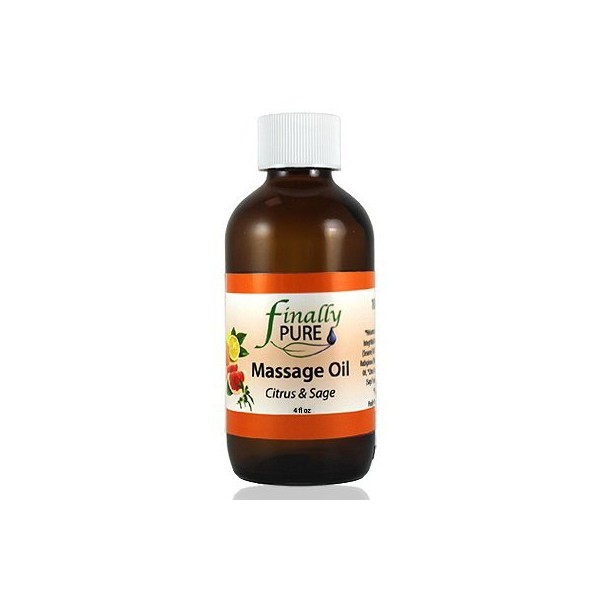 Finally Pure - Massage & Body Oil, Citrus & Sage, 100% Organic Ingredients - 4 oz