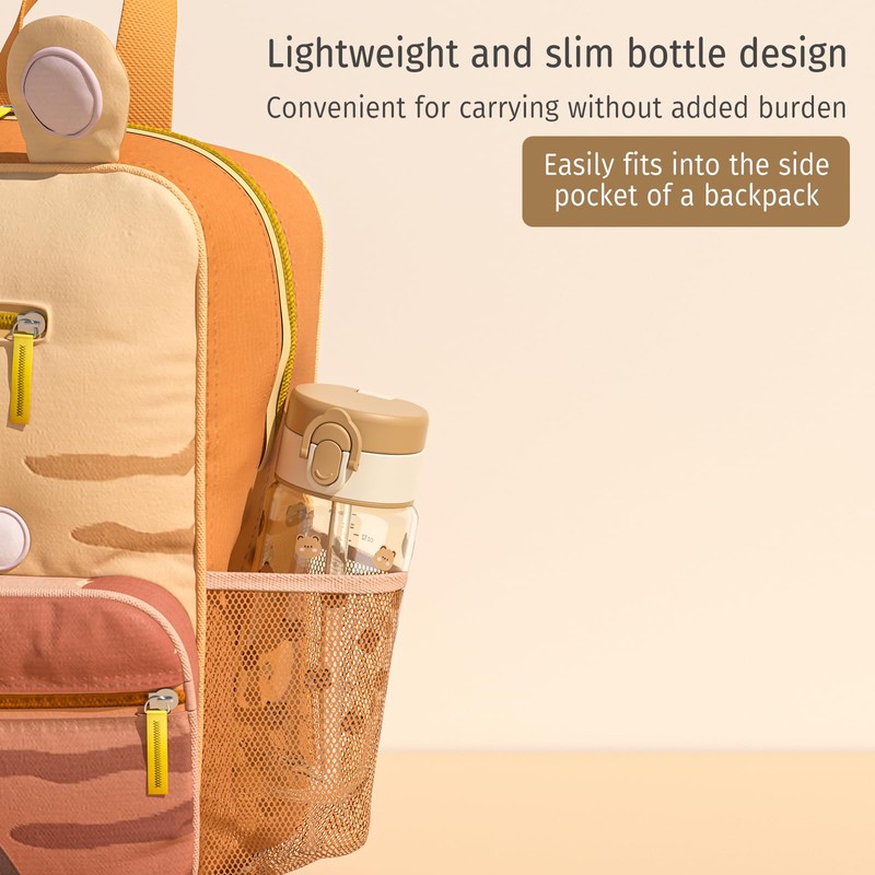 Evorie Tritan Kids Water Bottle for School with Straw, 13oz
