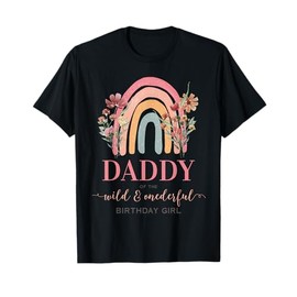 Daddy Rainbow Wild and Onederful Wildflower 1st Birthday Dad T-Shirt