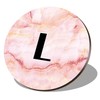 1 x Round Coaster - Letter L Marble Stone Texture