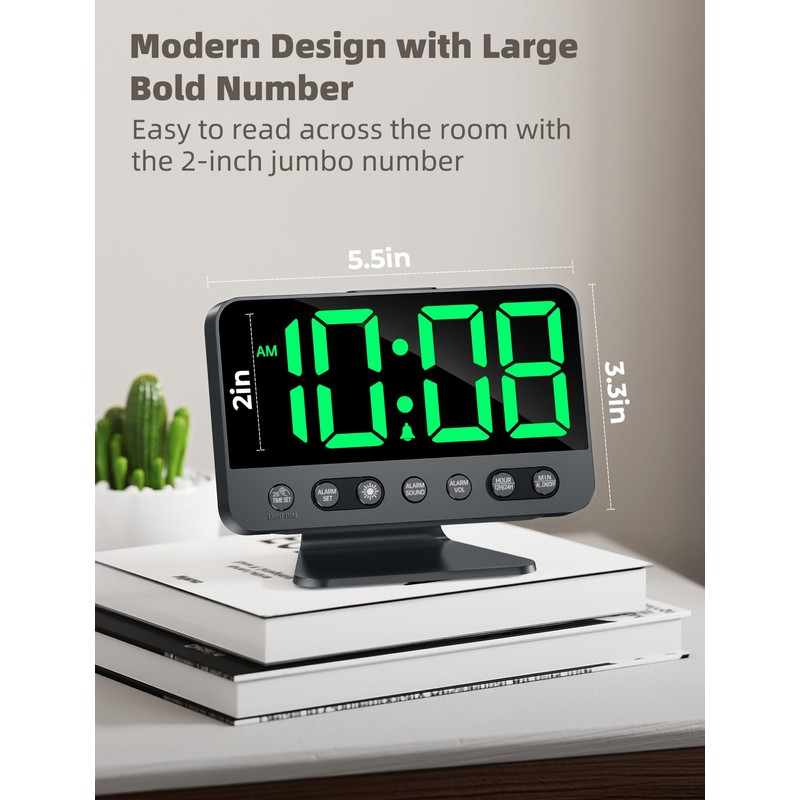 Odokee Digital Alarm Clocks for Bedrooms: Large Bold Number 5