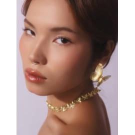 OJERRY Gold Toned Dainty Statement Chunky Everyday Simple Minimal Butterfly Wing Evening Formal Earrings Jewelry Accessories Gifts Outfit Fashion for Women in Their 30s