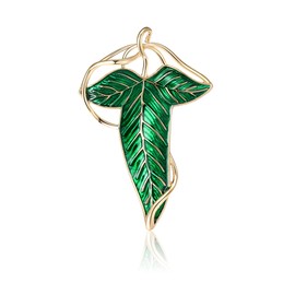 Vintage Enamel Leaf Brooches for Women Unisex Plant Pins 5-color Available Casual Party Accessories Gifts (GoldenGreen)