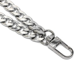 Model Worker 8" DIY Iron Flat Chain - DIY Iron Flat Chain Strap Handbag Chains Accessories Purse Straps Wrist Strap Wrist Chain, with 1pcs Metal Buckles (Silver)