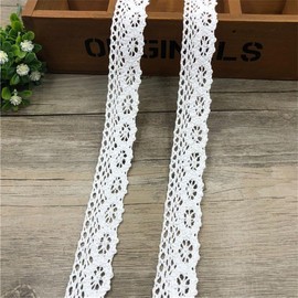 WANYI 10 m Lace Ribbon White Lace Trim Made of Cotton 2.6 cm Lace Fabric Sold by the Metre Borders and Ribbons for Sewing Lace Border Decorative Ribbon for Tablecloth Patchwork DIY Crafts (White)