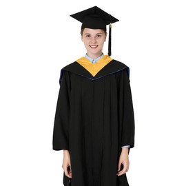 GraduationMall Unisex Deluxe Bachelor Graduation Hood (GoldRoyalWhite)