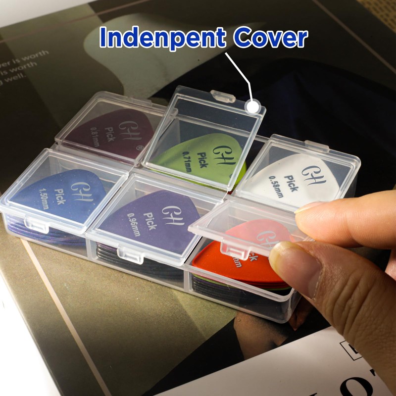 CollectHall Guitar Pick Holder, 6 Grid Guitar Pick Case, 60