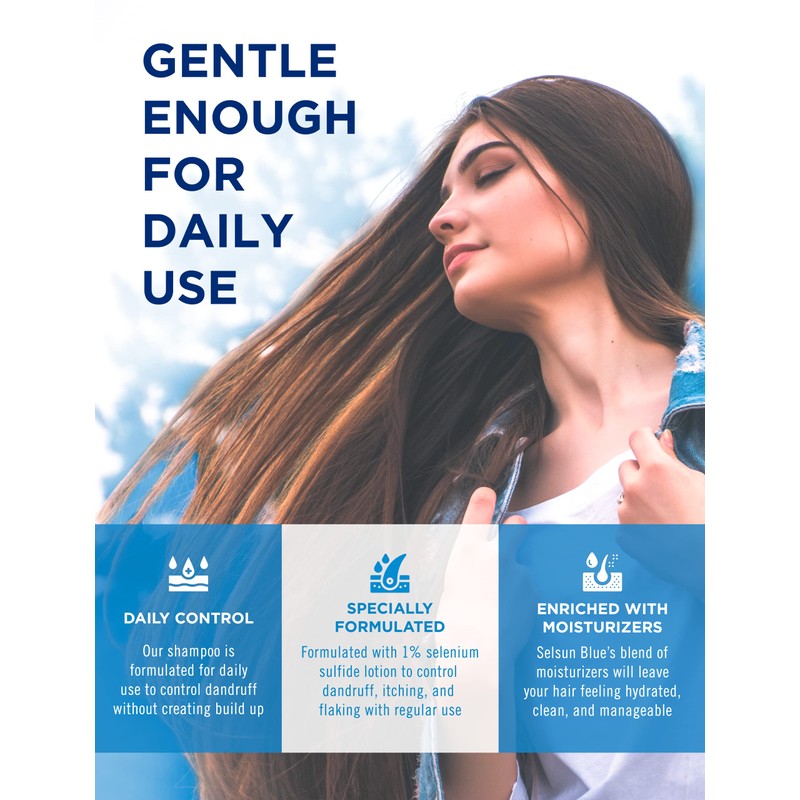 Selsun Blue Normal-Oily Hair Anti-Dandruff Shampoo, 300 mL, Helps Control