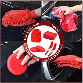 Alvinlite Kit de lavado de autos Kit de limpieza de autos Kit de detalles interiores Juego de cepillos de detalles de autos Cepillo de alambre Lavado 