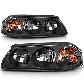 AUTOSAVER88 Headlight Assembly Compatible with 2000-2005 Chevy Impala Replacement Black Housing Amber Reflector Clear Lens