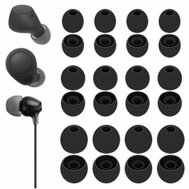 A-Focus 12 Pairs WF-C710 WF-C510 WF-C700N Ear Tips Set, Replacement Silicone Soft Eartips Earbuds Accessories Compatible with Sony MDREX15AP MDREX15LP WI-C100 WF-C500 Linkbuds S Black L/M/S