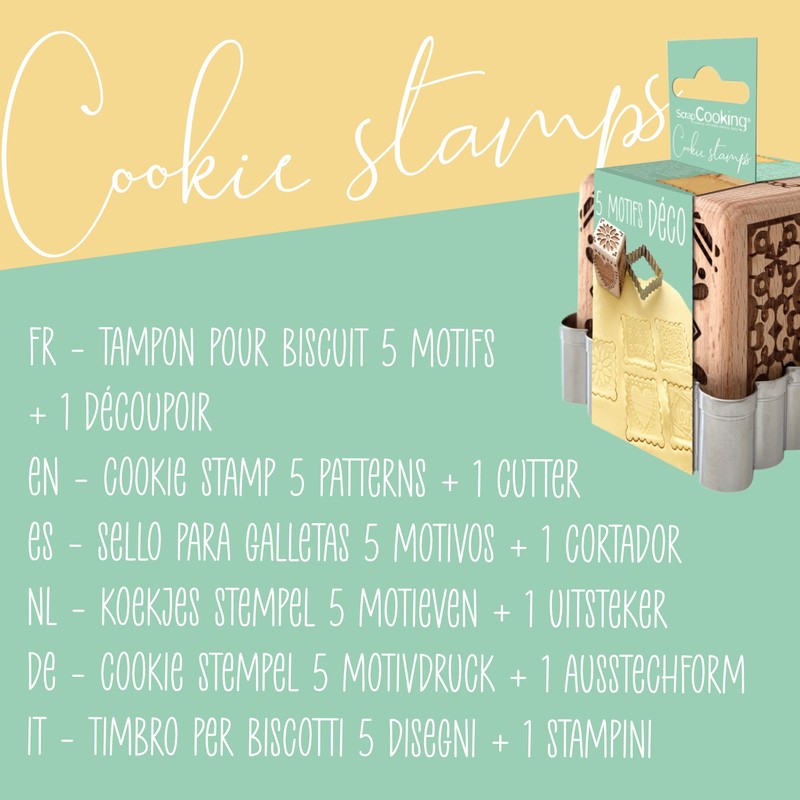 SCRAP COOKING 5139 Wooden Decorative Stamp for Pastry with 1