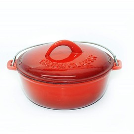 16 Qt. Red Enamel Coated Cast Iron Dutch Oven