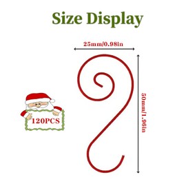 Pack of 120 Ball Hangers, Christmas Ornament Hooks, S Shape Hangers for Christmas Baubles, Silver Christmas Tree Hangers, Hooks for Christmas Baubles, Christmas Tree Decoration (Red)