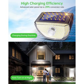 OOTDAY Solar Outdoor Lights 200LEDs Outdoor Motion Sensor Solar Security Light 3 Lighting Modes IP65 Waterproof Wall Lights Solar Powered for Garden, Front Door, Yard, Garage, Deck(6Pack)