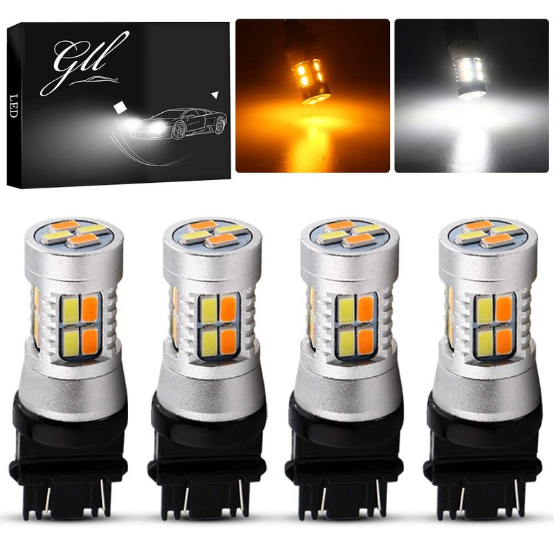 Grandview 3157 Amber/White Switchback Turn Signal LED Light Bulbs 12V