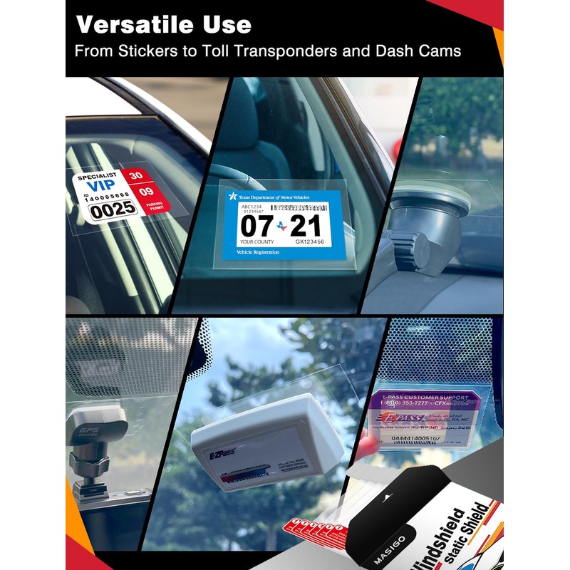 MASIGO Windshield Sticker Applicator – 6 Pack, 4 x 6