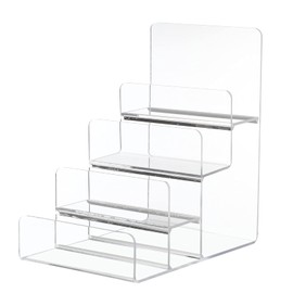 DOITOOL Acrylic Wallet Display Stand Holder 4 Steps Clear Handbag Purse Jewelry Display Riser Shelf Cosmetic Display Racks