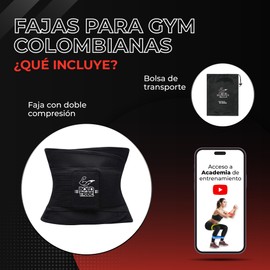 BOLD TRIBE Faja Moldeadora - Fajas Reductoras con Doble Compresión para Gym, Crossfit y Entrenamiento - Fajas Colombianas - Soporte Lumbar - 22 cm de Alto, Talla L - Color Negro