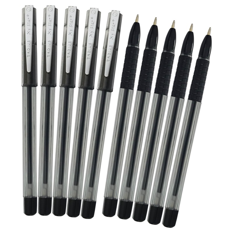 RADIUS My Star Ballpoint Pens, BLACK, 1.0mm Medium Point, Pack