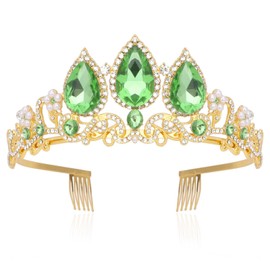 Ondder Green Princess Crown for Girls with Comb Birthday Tiara Crown for Girls Coronas Para Niñas Princess Accessories