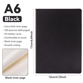 Hopesky A6 Blank Sketchbook 4.1" × 5.8", 330 Sheets / 660 Pages Hardcover Sketch Book for Drawing, Small PU Leather Sketch Pad with Thick Paper, Ribbon Bookmark (Black)