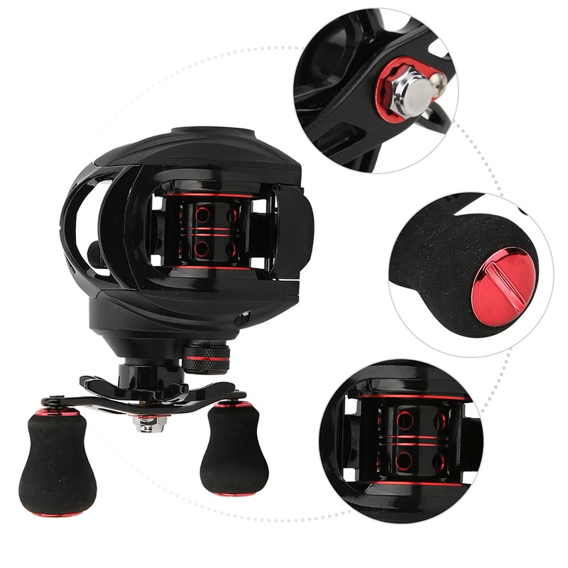 Black Red Metal Spool Magnetic Brake Fishing Casting Reel Fish