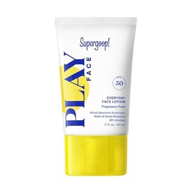 Supergoop! PLAY Everyday Face Lotion SPF 50 - Lightweight, Non-Greasy Formula - Natural Finish - Fragrance Free - Water & Sweat Resistant - All Skin T