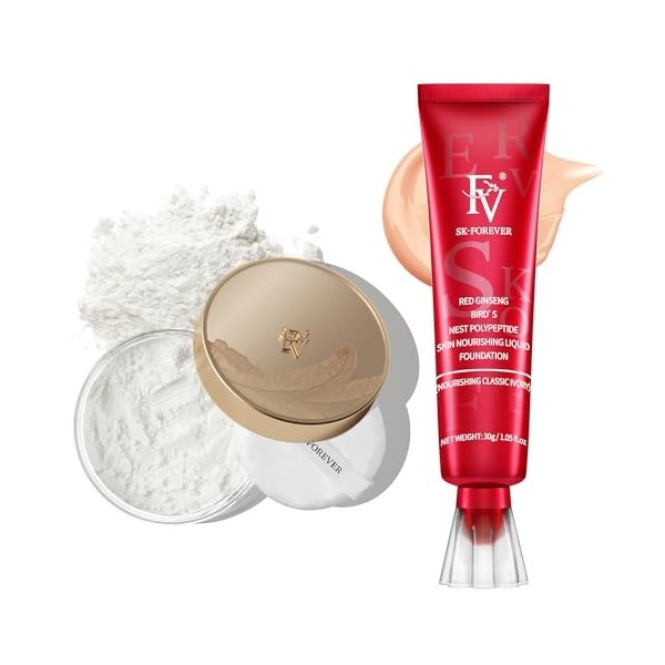 FV Moisturizing Foundation with Translucent Setting Powder, Long Lasting &