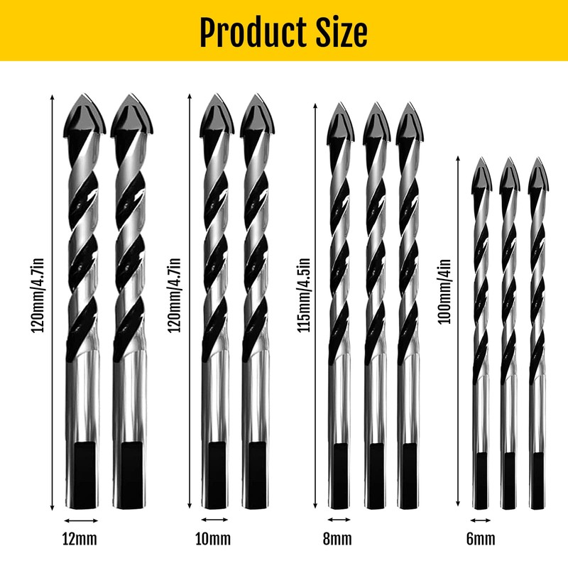 TOEGA10-Pack Diamond Tip Drill Bit - Easily Penetrates Various Materials