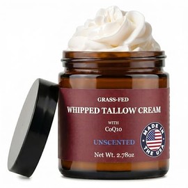 Whipped Tallow Cream Moisturizer – Unscented Face & Body Balm with Grass-Fed Tallow, Jojoba Oil & CoQ10 – Deep Hydration for Dry, Sensitive Skin – 2.78 fl oz