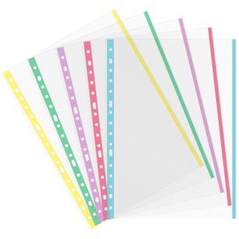 Grafoplás Pocket with 25 Perforated Sleeves, Pastel Trim, Folio Size, Glass Surface, Reinforced Spine, Extra Polypropylene, Perfect School and Office Supplies for Ring Binder