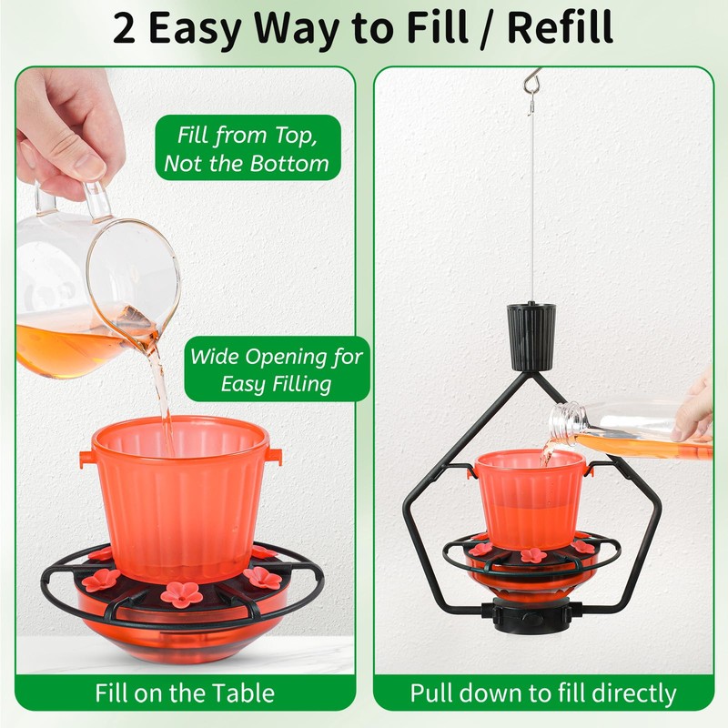 Gomazonle Retractable Hummingbird Feeder, 19oz Top-Fill Wide Mouth with Height