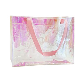 TotePrint Holographic PVC Handbag - Clear Transparent Bag with Letter Pattern, Stadium Approval (Pack of 1), B029-d2079-13-300-11