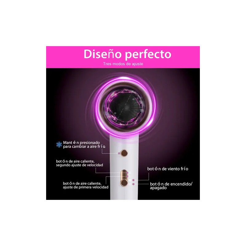 Secadora Cabello Con Difusor Profesional Iones De Aire Frio