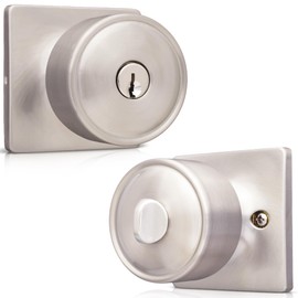 Honeywell Safes & Door Locks - Door Knob with Lock, Satin Nickel, Keyed Entry – Door Locks for Front Door, Bedrooms, and Interior Use – Door Knobs Interior for Homes and Offices - 8103600