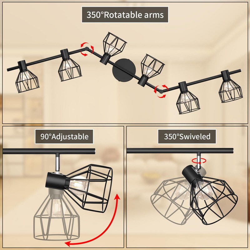 GORDNWE 6-Light Track Kits, Adjustable Track Fixtures - E12 Metal
