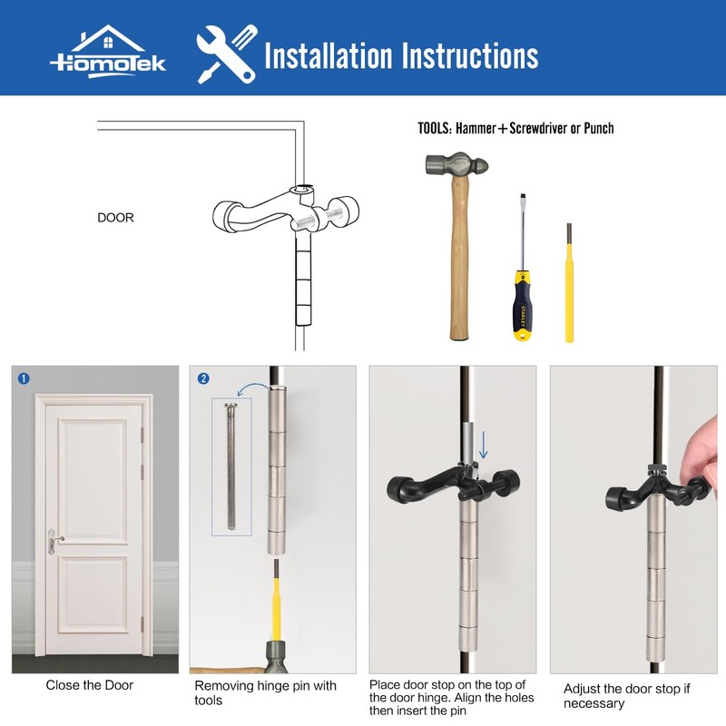 HOMOTEK 2 Pack Hinge Pin Door Stoppers, Hing Door Stops,