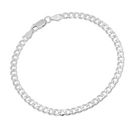 Treasure Bay Mens Solid 925 Sterling Silver Chain Bracelet - 5mm Curb Chain Length 17.5cm, 18.5cm, 19.5cm, 21cm and 22cm (18.5 Cm)