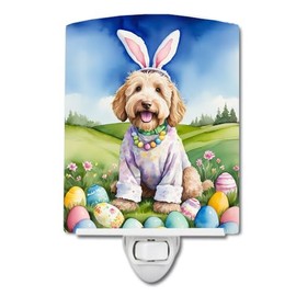 Caroline's Treasures Labradoodle Easter Egg Hunt Ceramic Night Light Compact, UL-Certified, Ideal for Bedroom, Bathroom, Nursery, Hallway, Kitchen, 6x4x3, Multicolor
