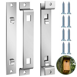 Blulu 2 Sets Bird House Hanger Bracket Stable Rust Proof Galvanized Steel Mounting Bracket for Securing Bird Houses Nesting Boxes Feeders, Quickly Remove for Cleaning (Silver)