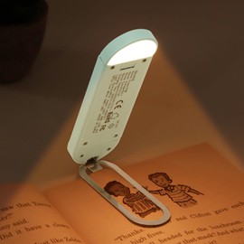 Akomid USB Rechargeable Book Light for Reading in Bed, 8 LEDs Bookmark Style Clip on, Eye-Cared Amber Light Mode for Kids, Blue Light Blocking, Stepless Dimming, Turquoise