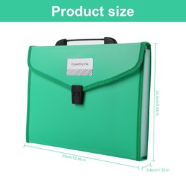 A4 File Organiser Box Files Folder with Handle,13 Pockets Portable Document Folders for Paperwork,Concertina File Expanding Filing Box Paper Organiser for Office School Home with Tabs (Green)