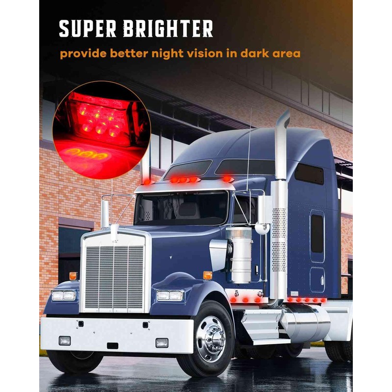 cciyu 8x Red Light LED Trailer Marker Light w/Chrome Bezel