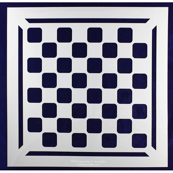 Chess Checkerboard Stencil with Border 15 X 15 Inches