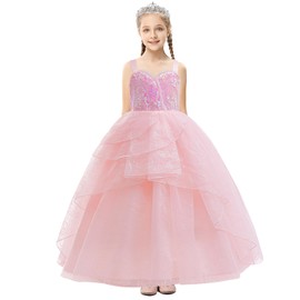 Mukola Kids 2024 Music Movie Costume Girls Glinda Cosplay Bubble Dress Movie Fan Birthday Xmas Gift